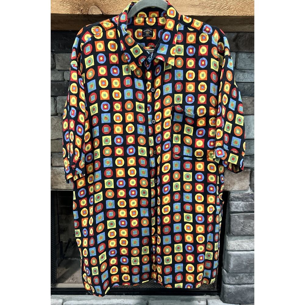 Men’s SOLEMARE Mass & Hoffman Geometric Short Sleeve Button Up Shirt Sz XXL *C4